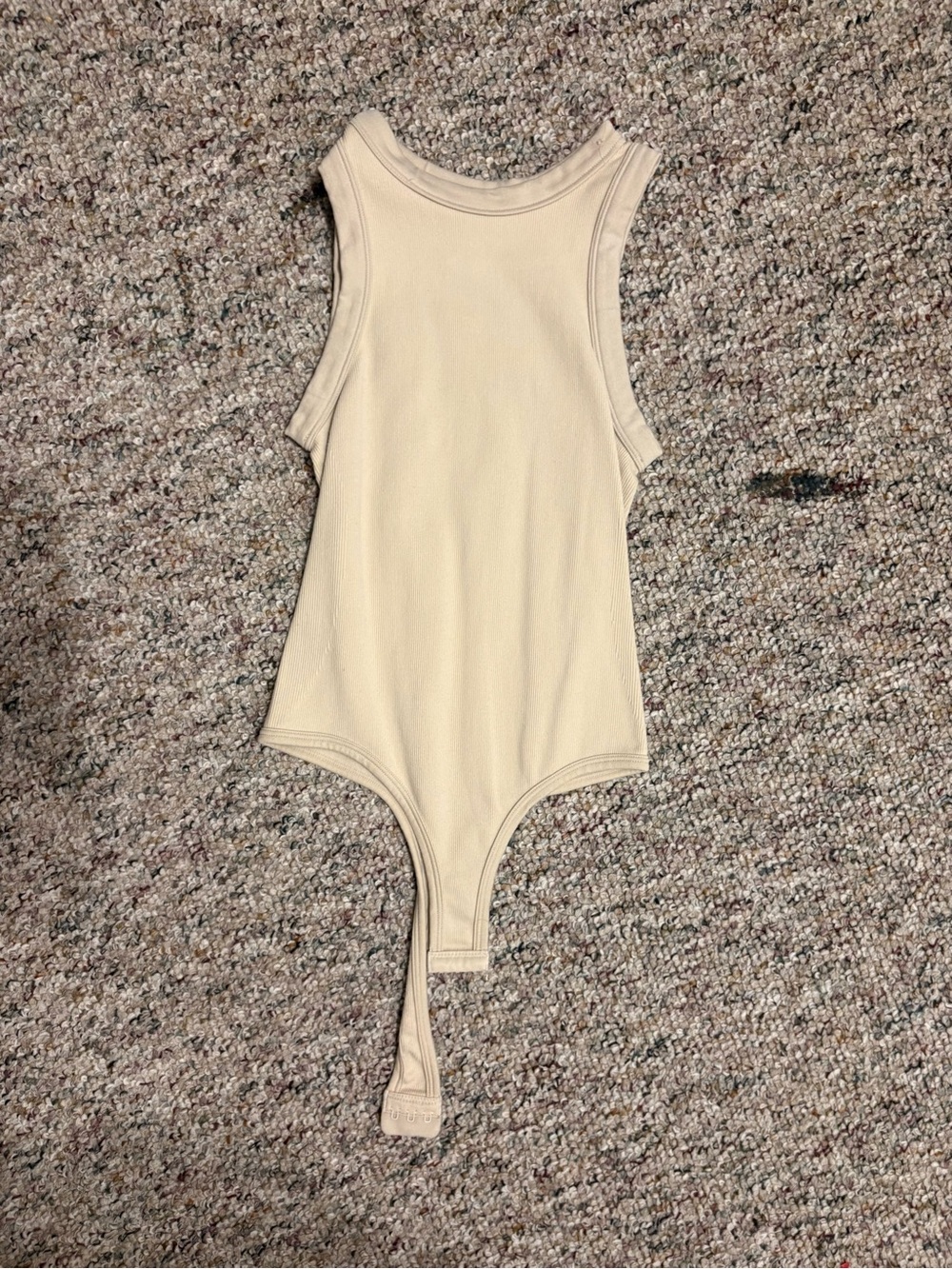 Women’s Cream Ribbed Tank One-Piece Bodysuit